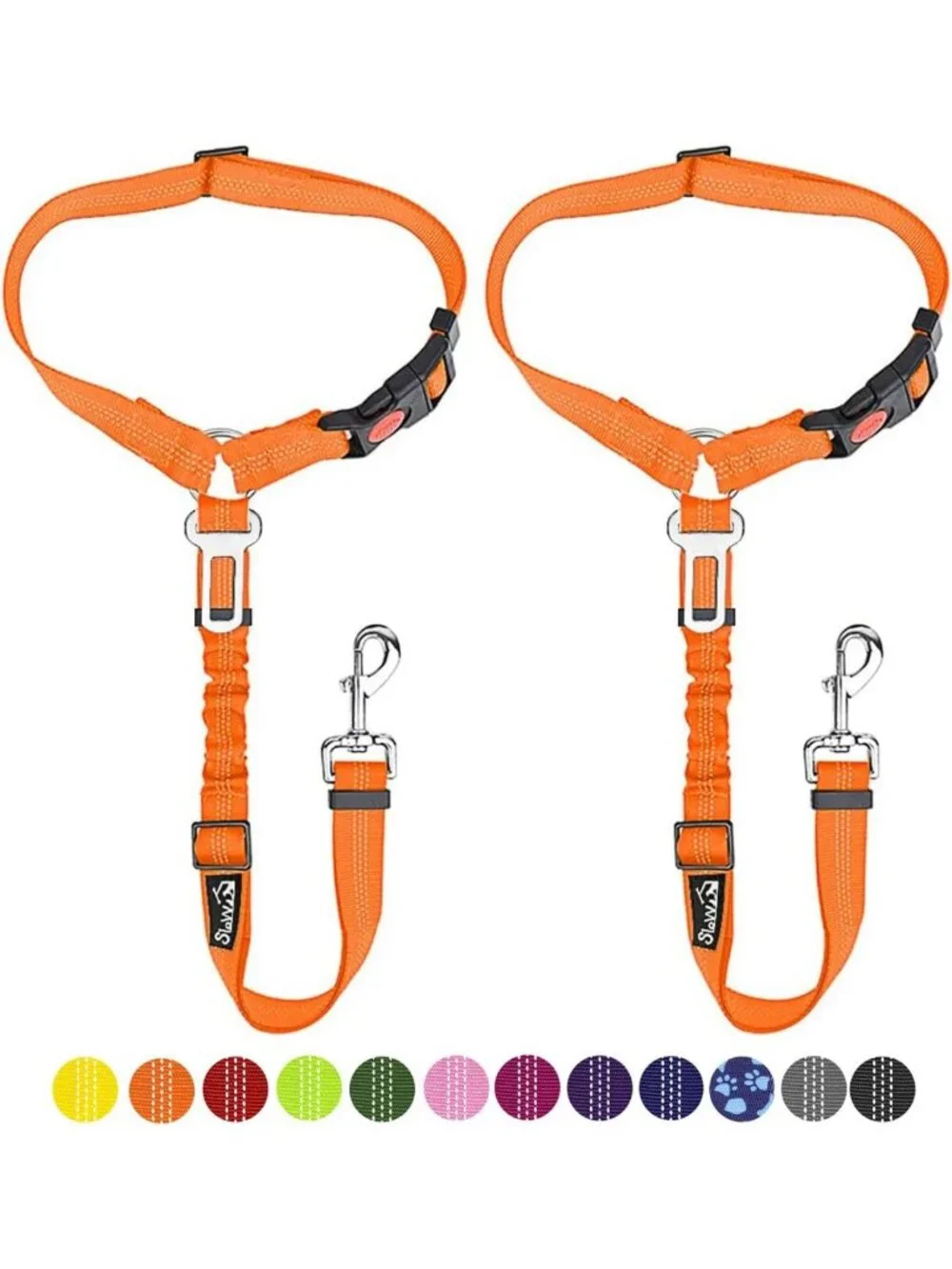 Adjustable Dog Car Seat Belt - 2 Pack Pet Safety Harness with Elastic Bungee